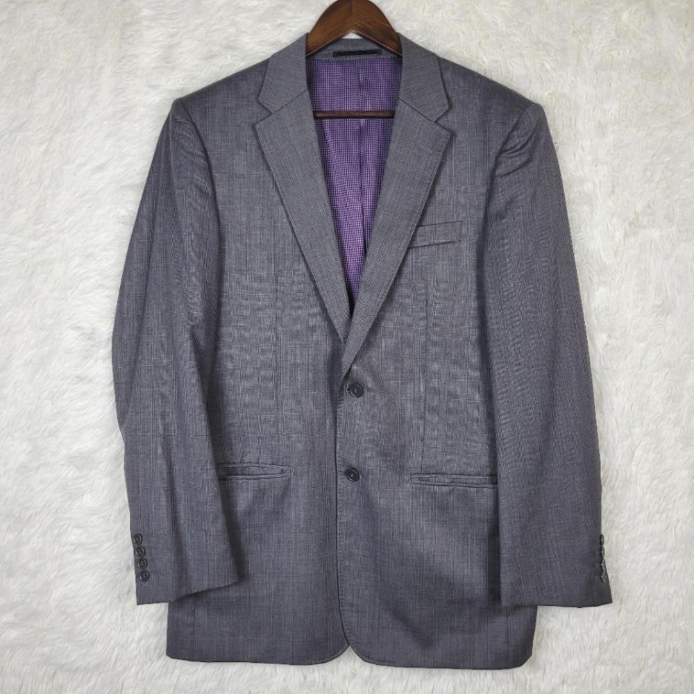 Oxford Australian Wool The Devlin Suit Jacket 42R Gray Luxury Window Pane
